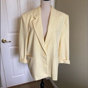 Zara Pale Yellow Lined Oversized Blazer